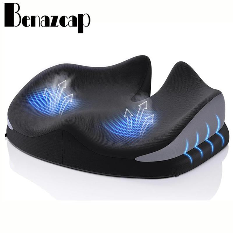 Benazcap Ergonomic Memory Foam Seat Cushion for Office, Gaming Chair, & Car, Pressure & Sciatica Pain Relief, Sitting Comfort Healthy Spine Alignment