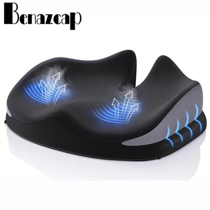 Benazcap Ergonomic Memory Foam Seat Cushion for Office, Gaming Chair, & Car, Pressure & Sciatica Pain Relief, Sitting Comfort Healthy Spine Alignment