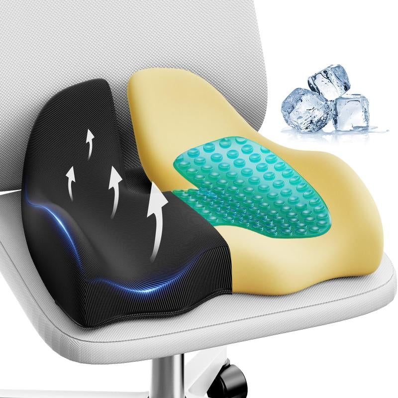 Benazcap Ergonomic Memory Foam Seat Cushion for Office, Gaming Chair, & Car, Pressure & Sciatica Pain Relief, Sitting Comfort Healthy Spine Alignment