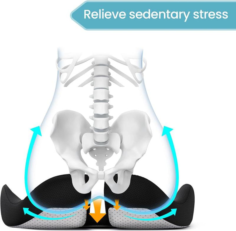 Benazcap Ergonomic Memory Foam Seat Cushion for Office, Gaming Chair, & Car, Pressure & Sciatica Pain Relief, Sitting Comfort Healthy Spine Alignment