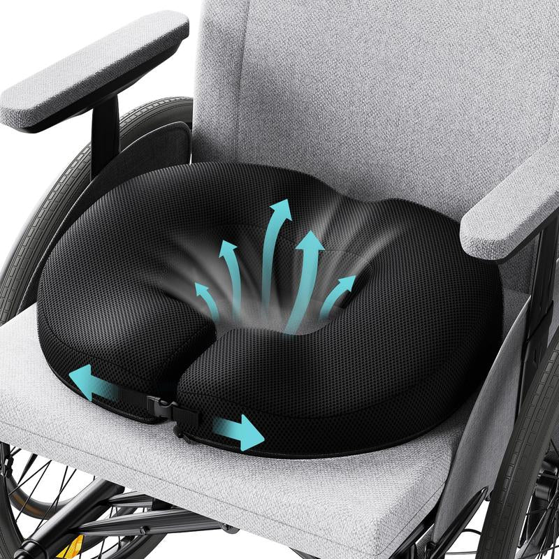 Benazcap Ergonomic Memory Foam Seat Cushion for Office, Gaming Chair, & Car, Pressure & Sciatica Pain Relief, Sitting Comfort Healthy Spine Alignment