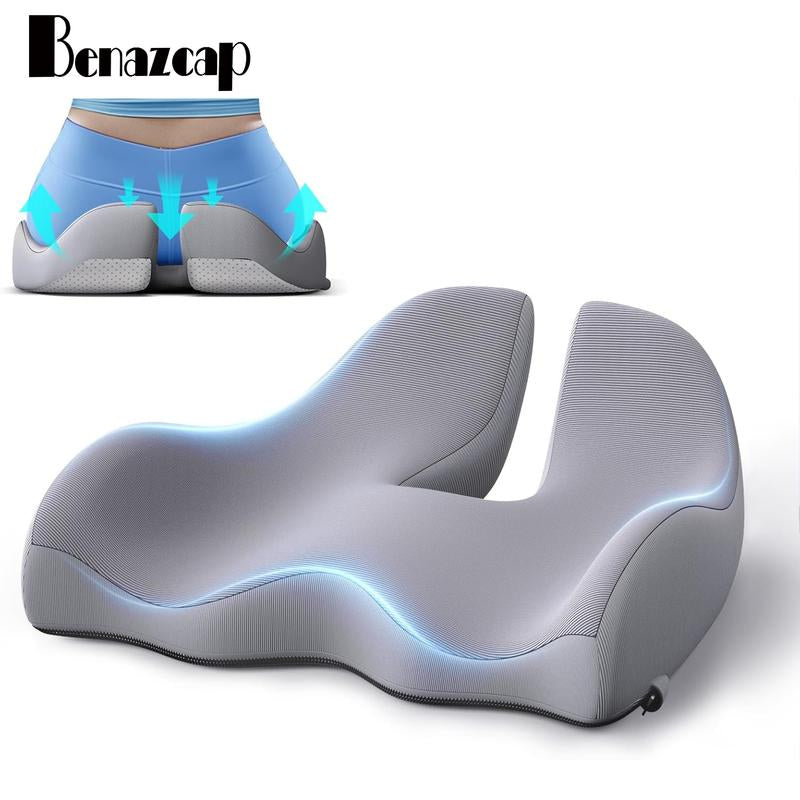Benazcap Ergonomic Memory Foam Seat Cushion for Office, Gaming Chair, & Car, Pressure & Sciatica Pain Relief, Sitting Comfort Healthy Spine Alignment